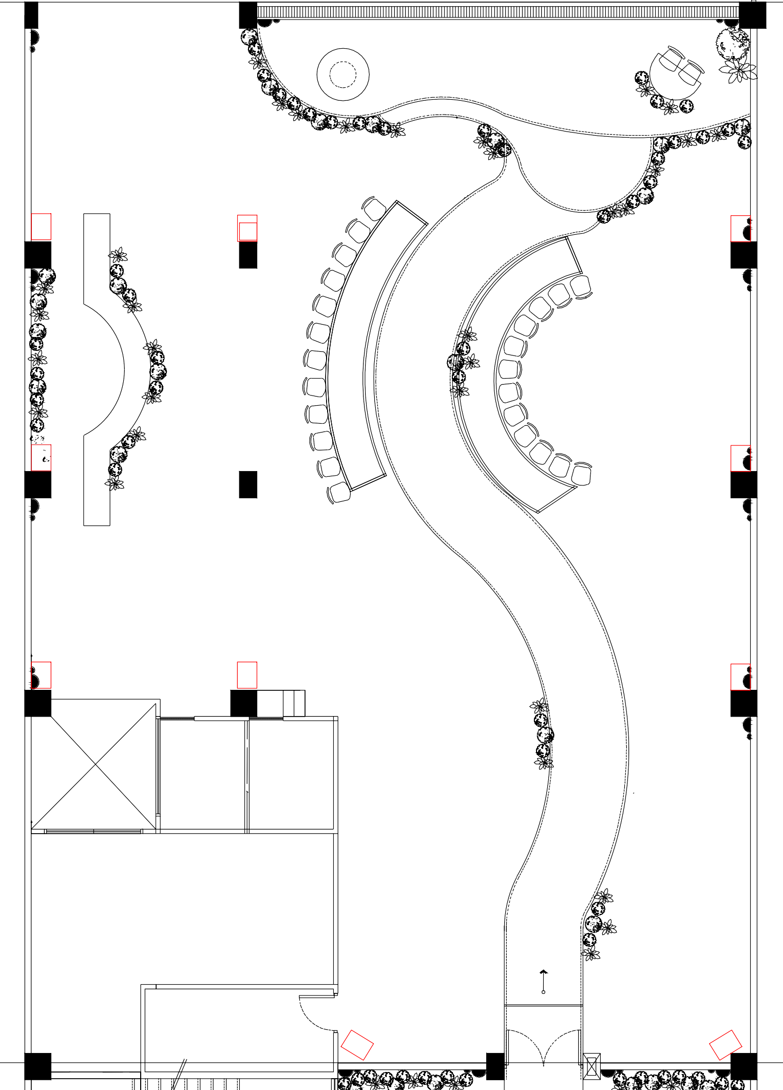 Celestia Hall floor plan from the supplied Word document, with interactive tables and the entrance at the bottom.